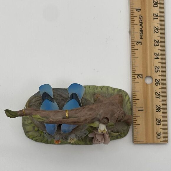 Lot Of 2 Vintage AVON Blue Jay Birds Porcelain On Branch Nest Ceramic Figurine - Picture 6 of 16